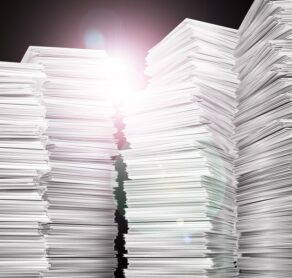 A large pile of documents