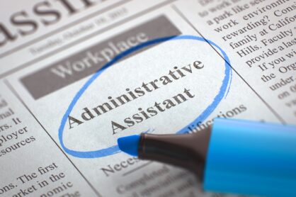 Newspaper advert for an administrative assistant
