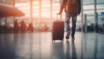 Traveler holding luggage