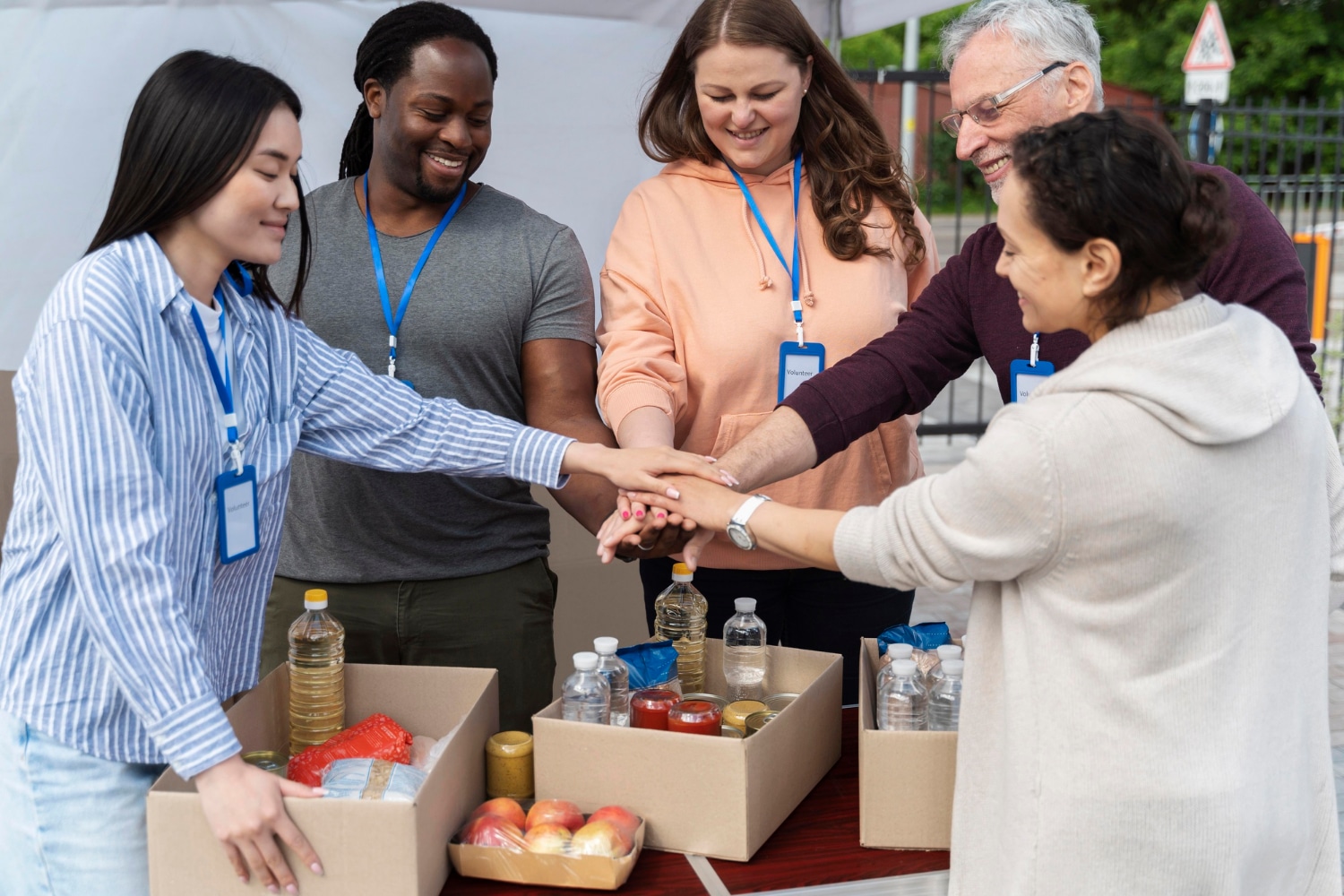 volunteers at a foodbank