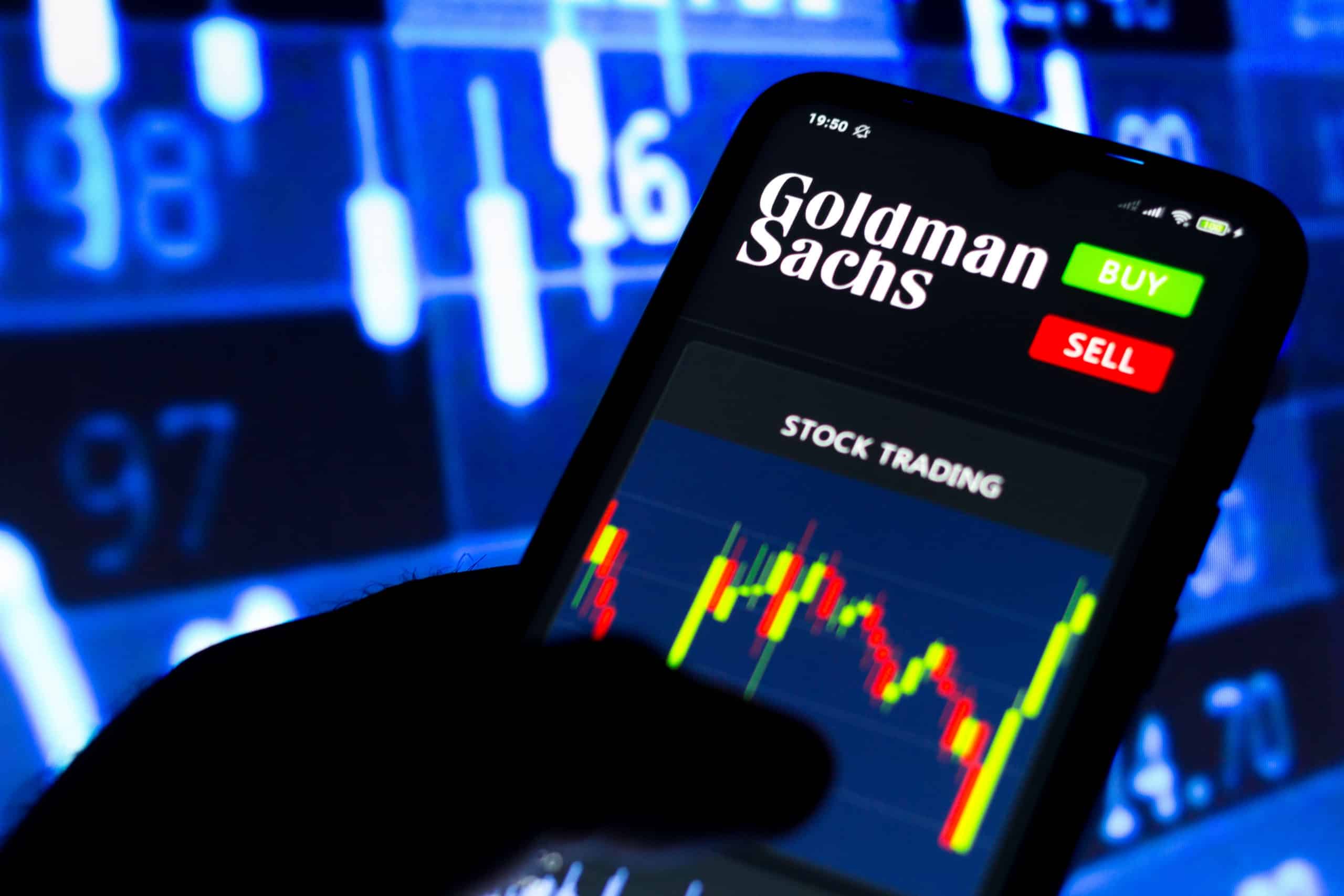 Goldman Sachs financial information on a phone screen