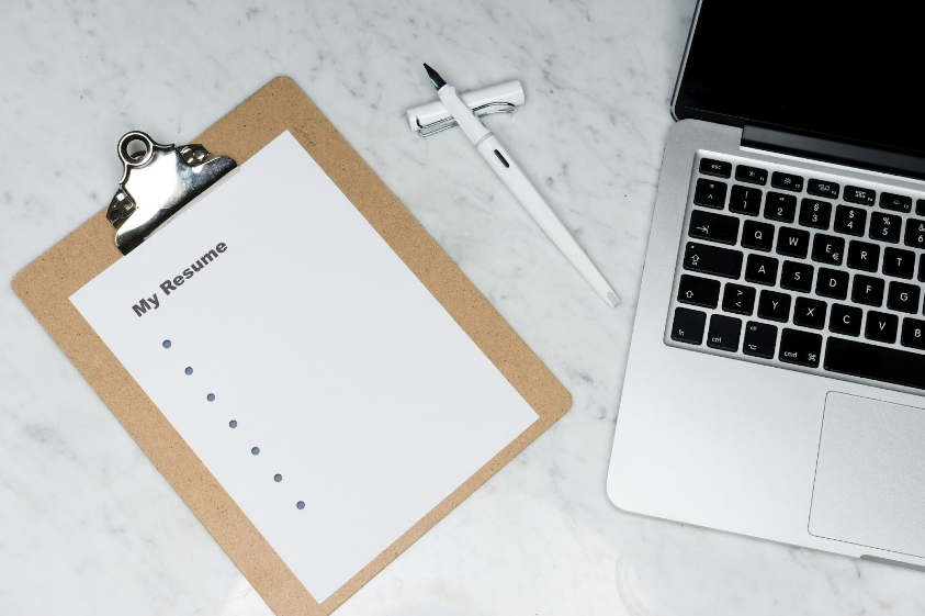 A resume and laptop