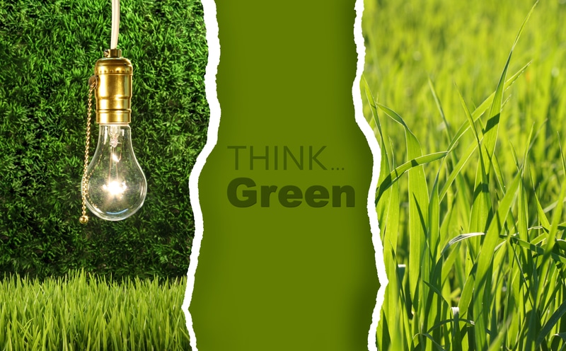 grass and the words Think green