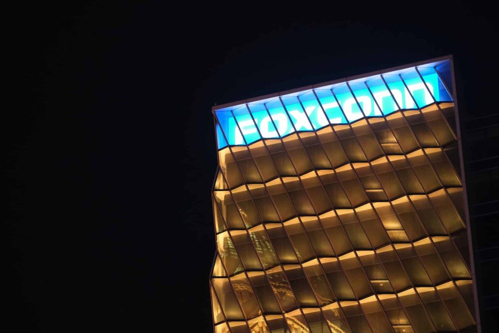 Foxconn building at night