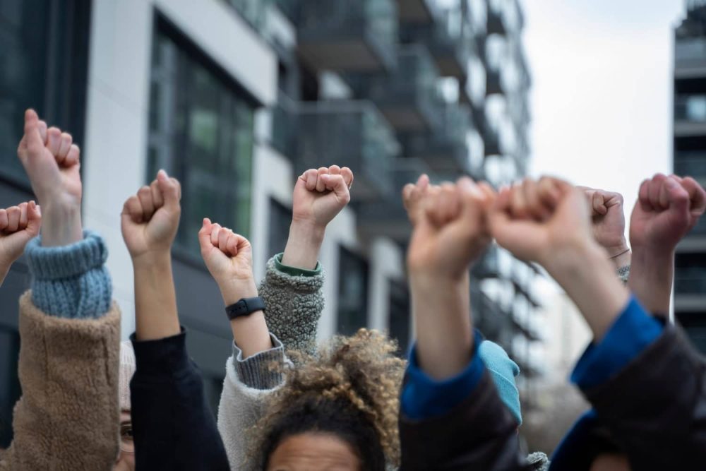 People striking