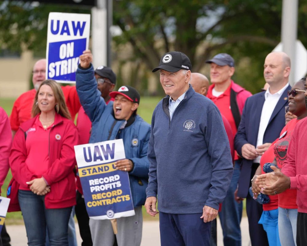 UAW members on strike
