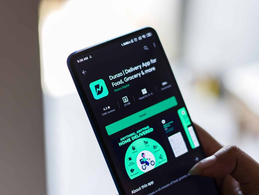 Dunzo app in play store