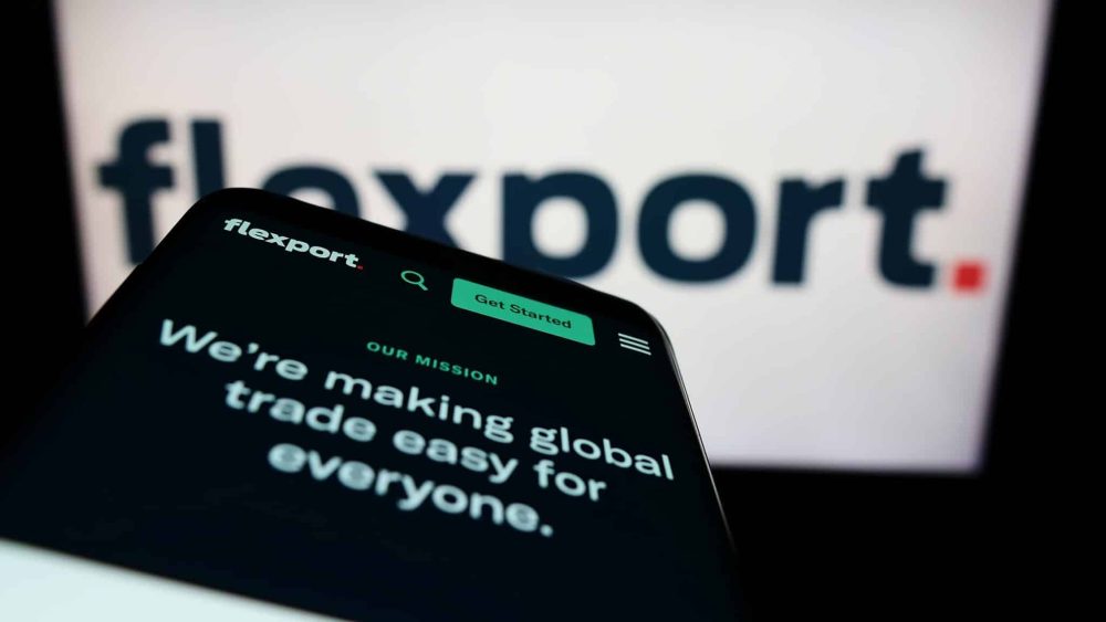Flexport company webpage on phone