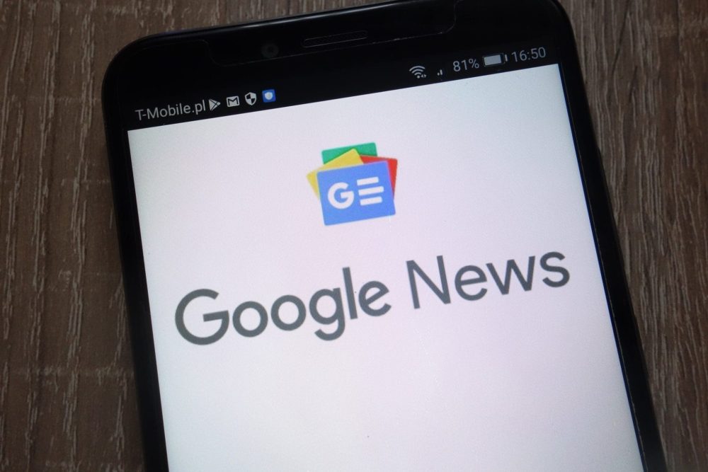 Google News logo displayed on a smartphone