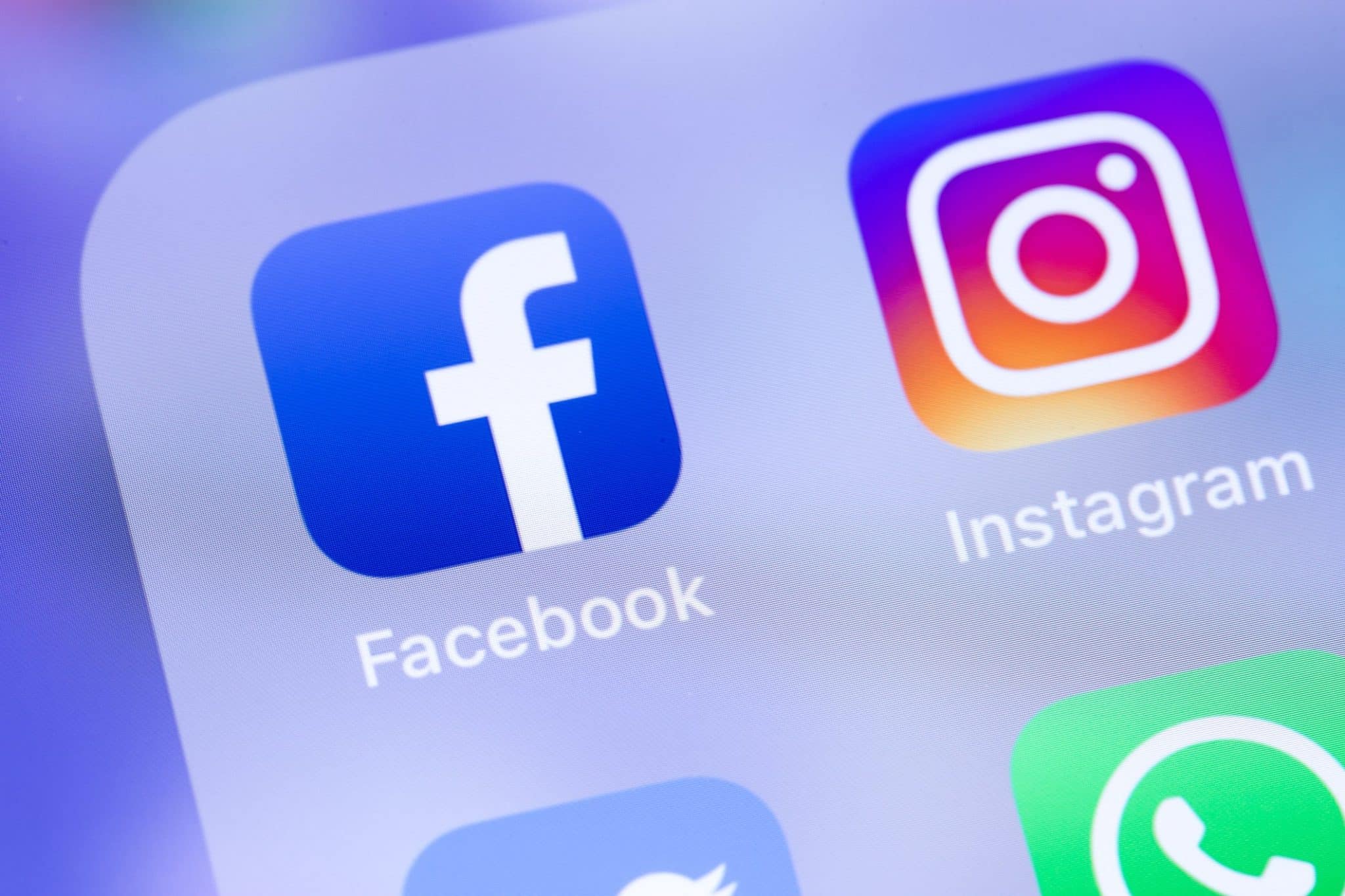 Facebook and Instagram app icons on phone