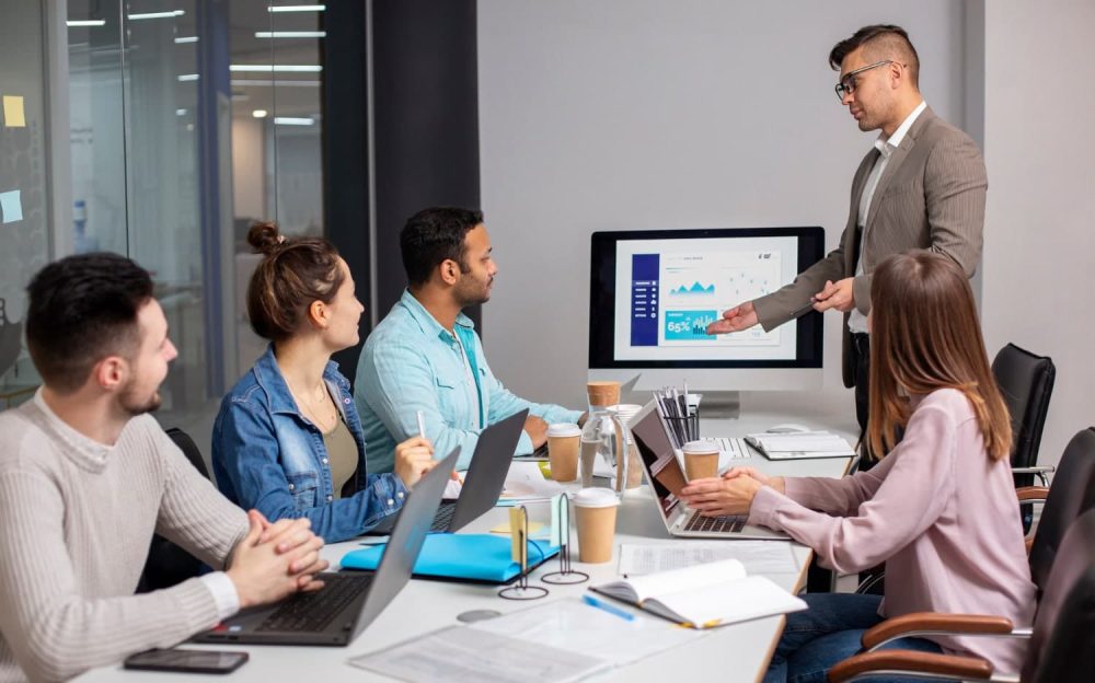 Business executives conducting a meeting