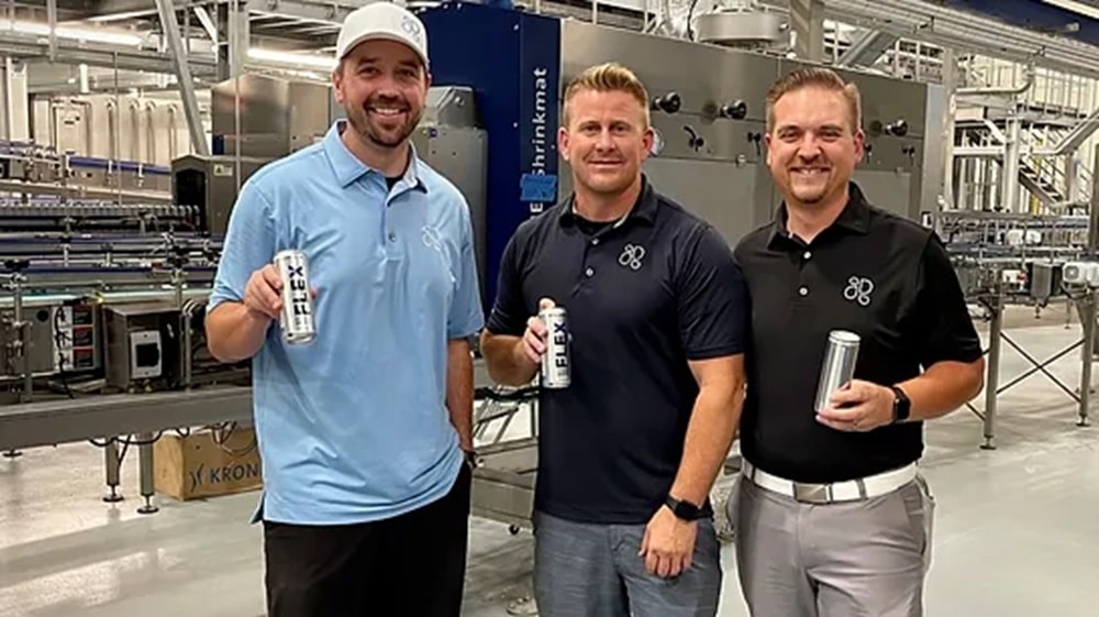 Jon Ballas, President; Ben Rush, CTO; and Nate Patena, CEO, with DrinkPAK's first cans.