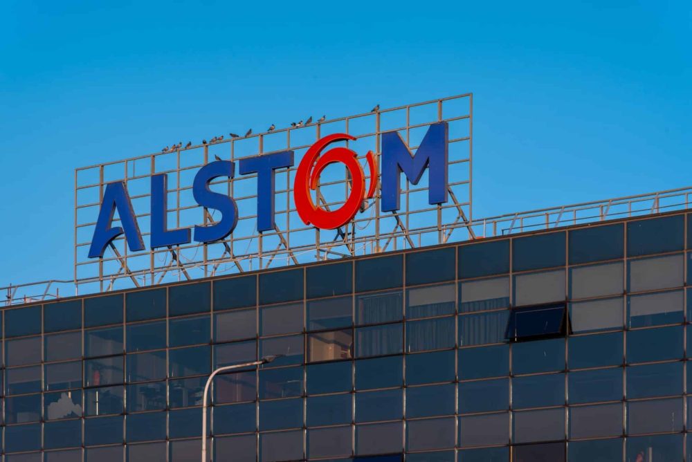 Alstom logo on Savigliano factory building