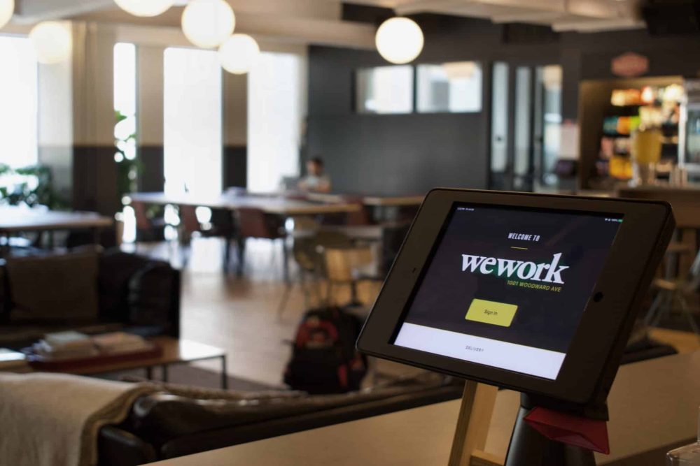 WeWork office reception in downtown Detroit Michigan
