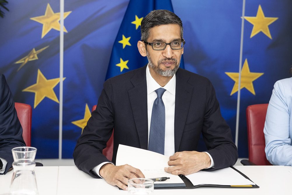 Sundar Pichai, during the meeting at the European Commission in Brussels, Belgium.