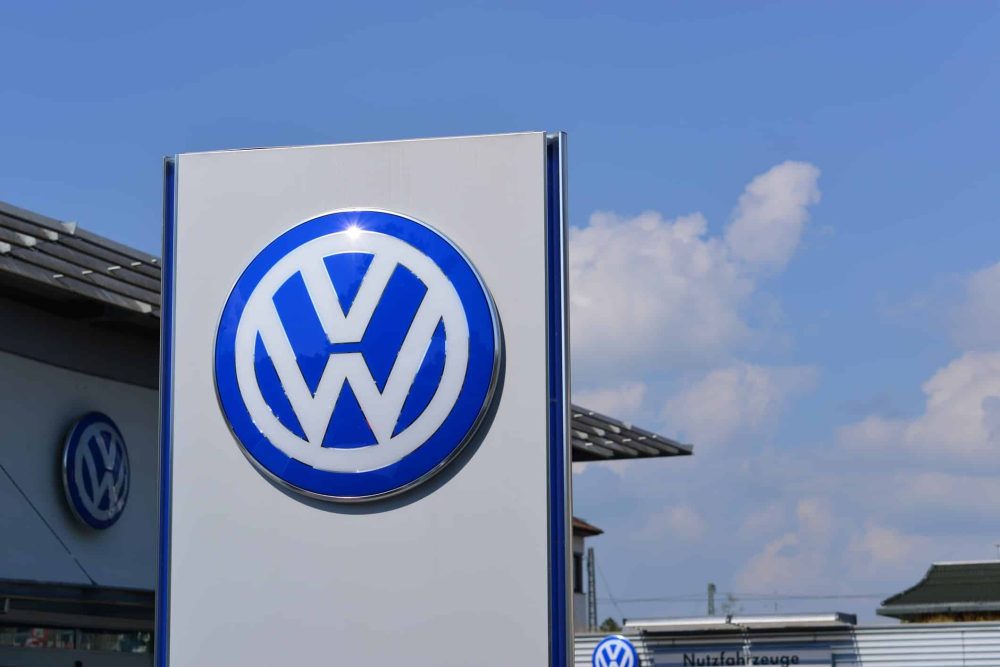 Volkswagen dealership with logo displayed