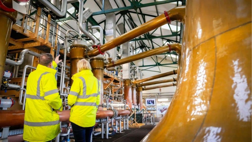 Workers at Chivas Brothers' distillery