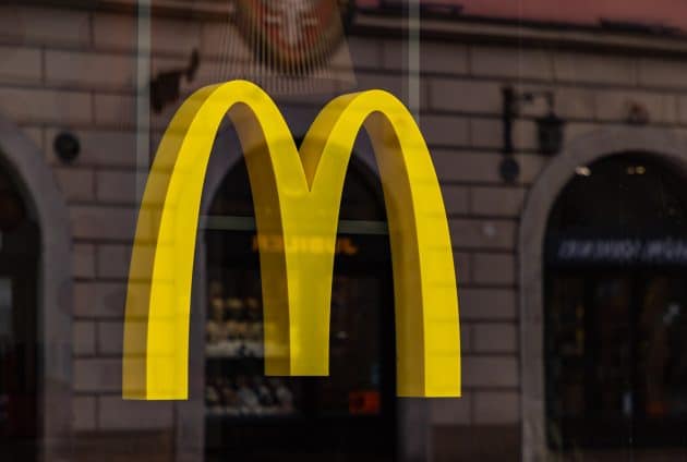 McDonald`s logo on display in front of one of the establishments