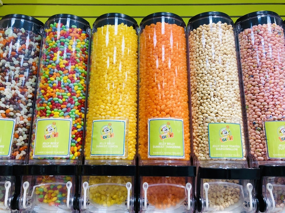 A multi-coloured display of jelly beans