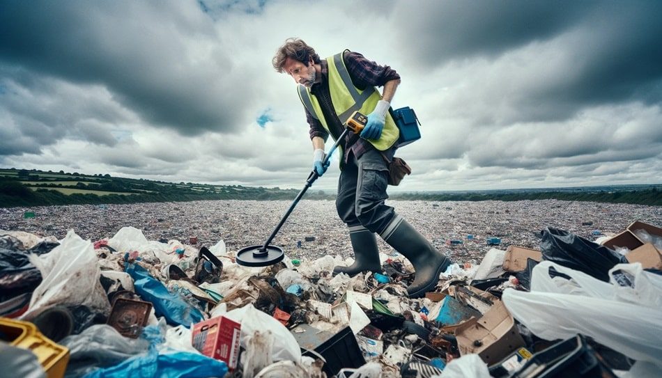 AnMan's £1 billion Lawsuit Over Lost Hard Drive With £275m in BitcoinAI image of a man searching a landfill site with a metal detector