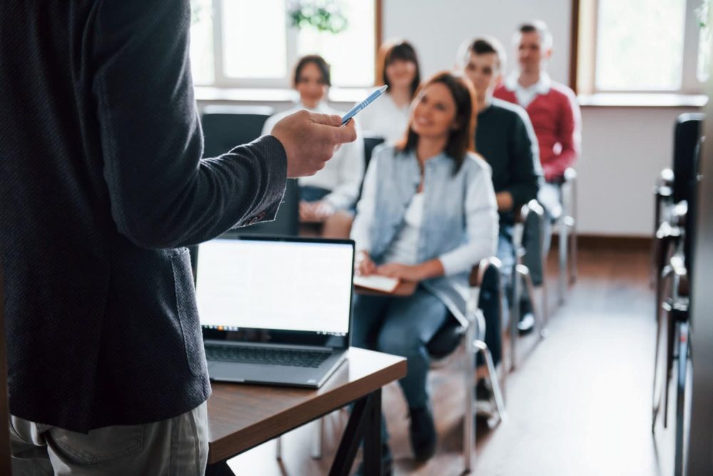 Classroom with students listening to a lecture