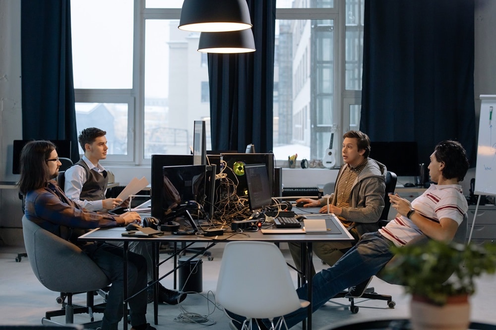 AI image of Gamers sitting round a table