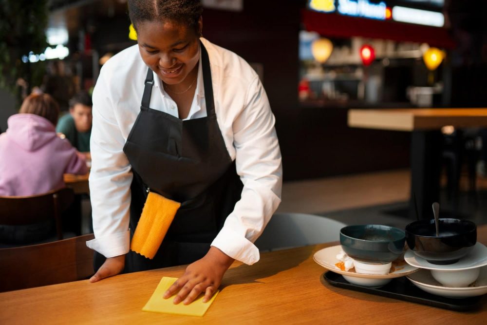 Woman working in service industry