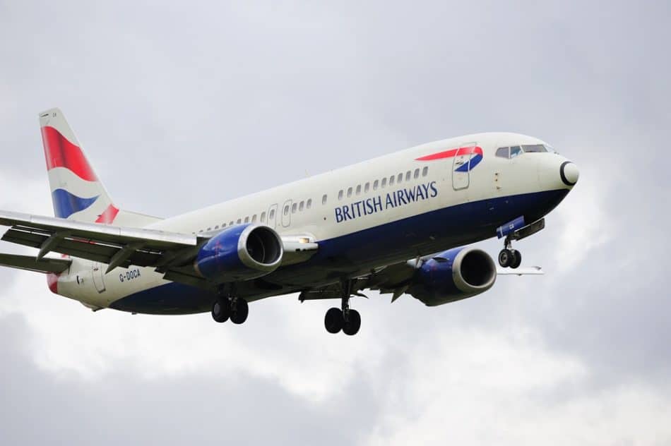 A British Airways jet after taking off