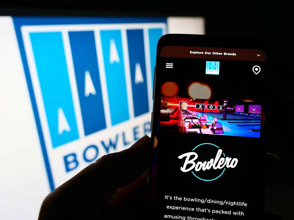 Bowlero website on phone screen