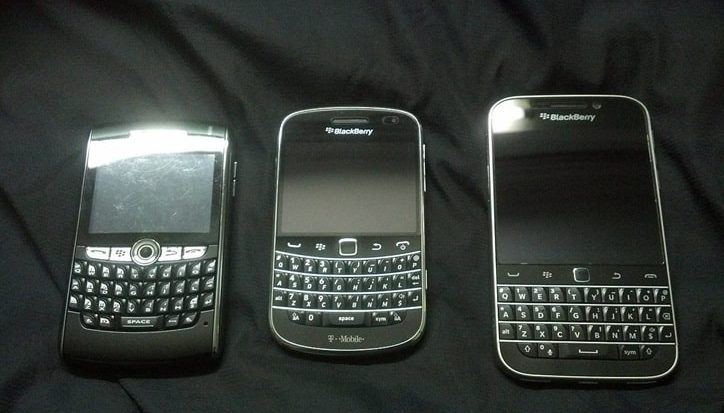 A display of Blackberry devices