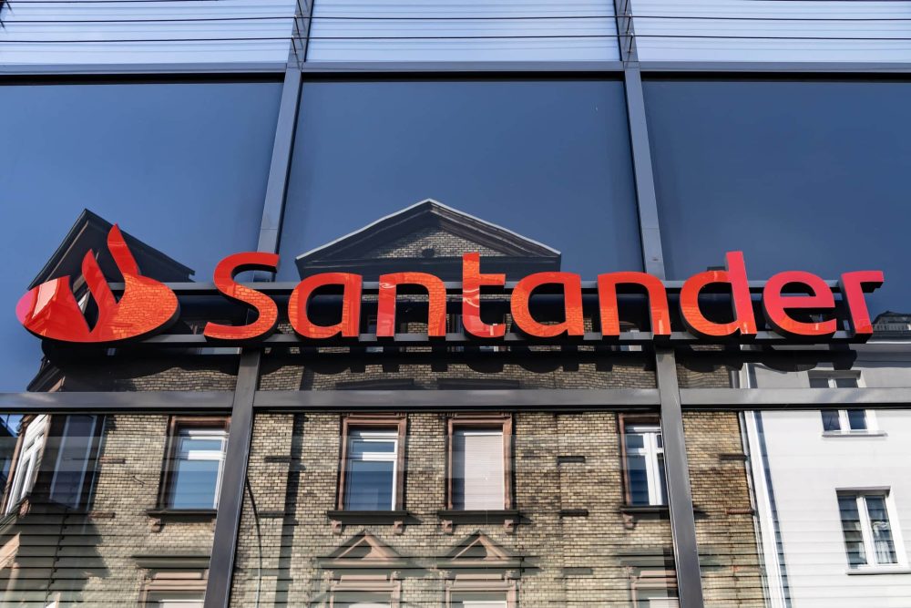 A sign for a Santander Bank