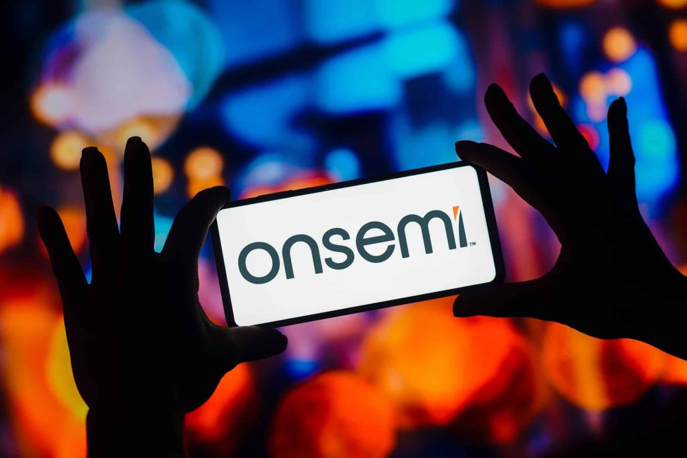 Onsemi logo on a phone screen