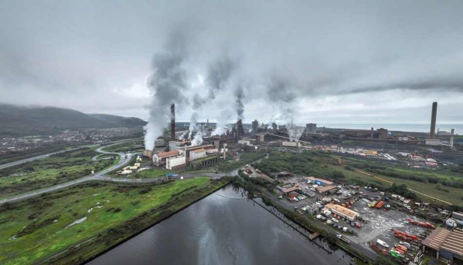 Aerial view of Port Talbot steel works