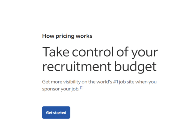 Indeed's pricing page