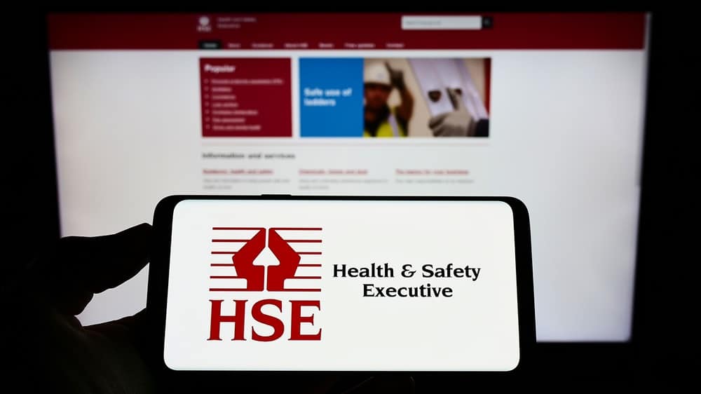 Health and Safety Executive logo on a phone screen
