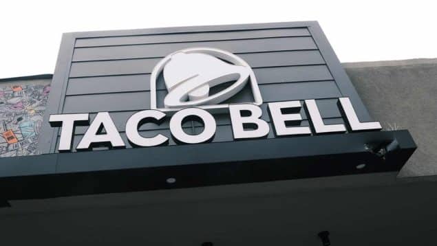 Taco Bell logo on building