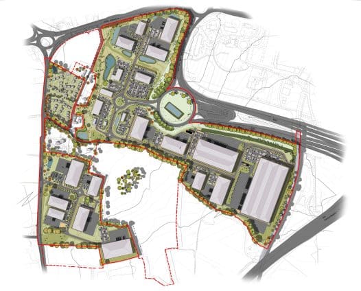 Designs for a new business and housing development in Lancashire