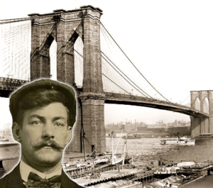 Picture of George C Parker infront of Brooklyn bridge