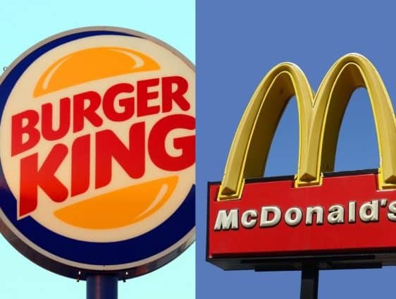 Burger King and McDonald's signs