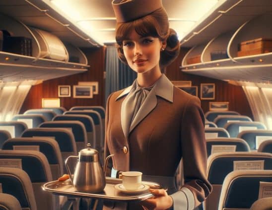 An Ai Image of a 1960s air stewardess