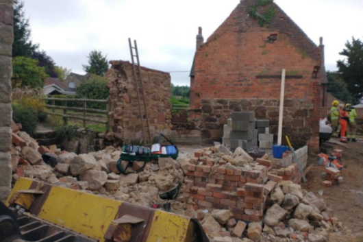 A collapsed barn in Derbyshire