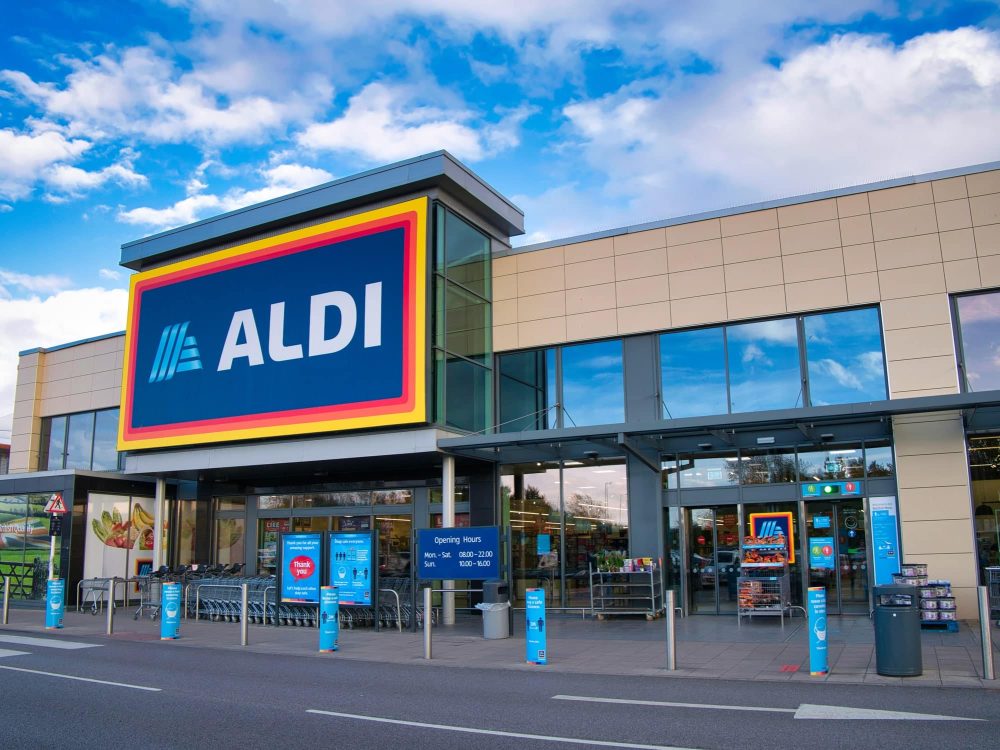 Aldi frontage and brand logo