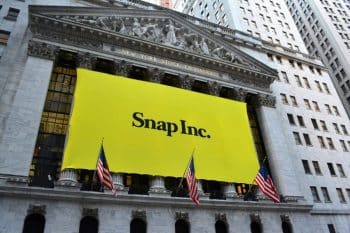 Snap's banner on the New York Stock Exchange, marking its IPO