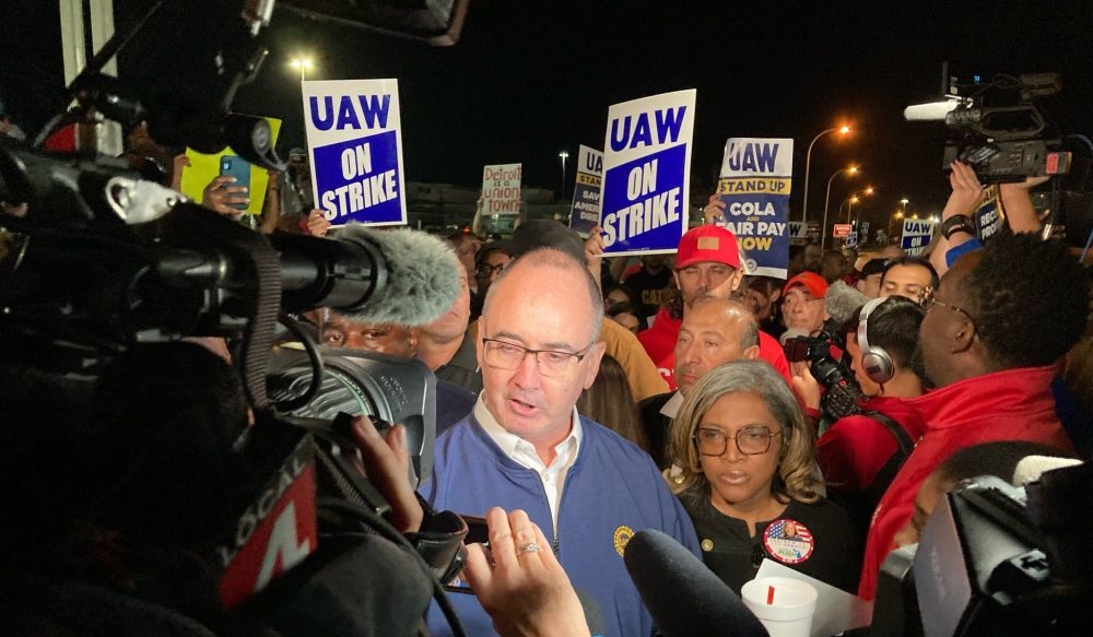 UAW Shawn Fain in strike against Detroit major automakers