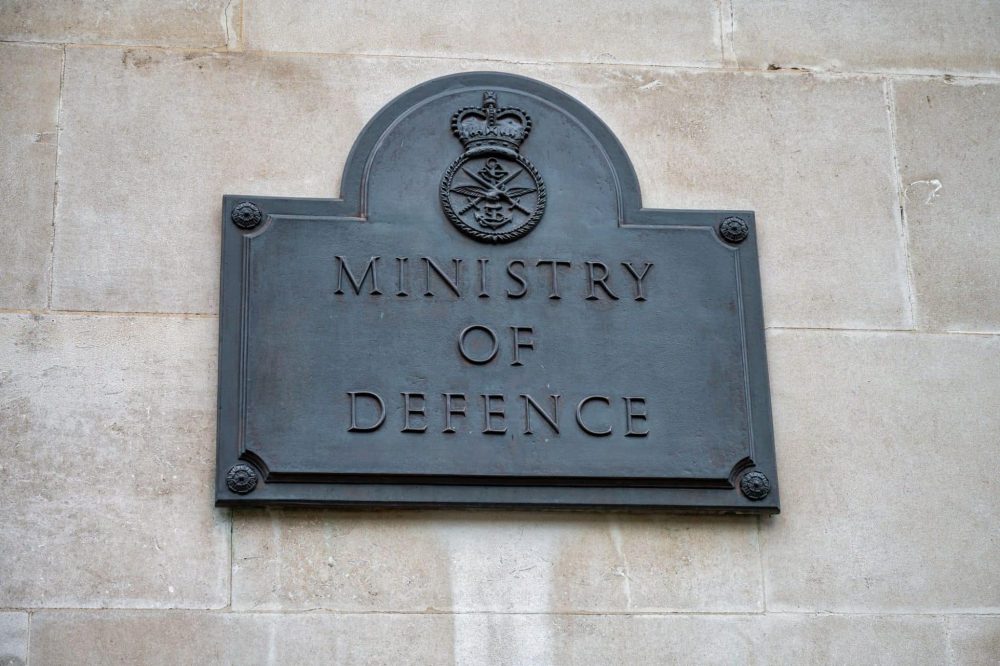 The sign for the Ministry of Defence building in London