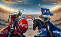 The coke v Pepsi feud illustrated by two knights jousting