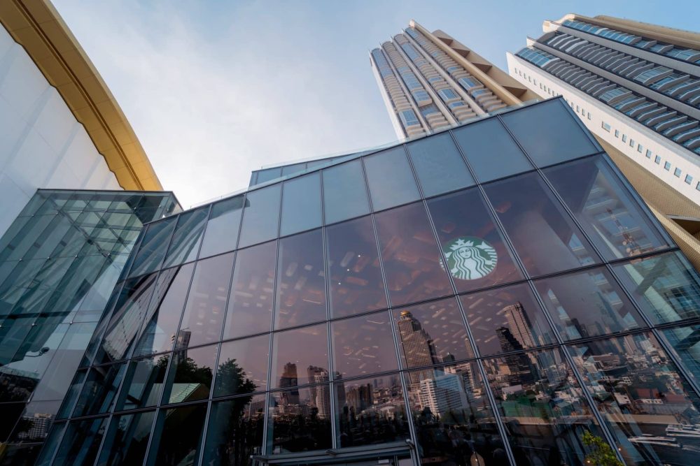 Exterior view of Starbucks building