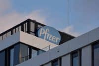 Pfizer logo on the company facade