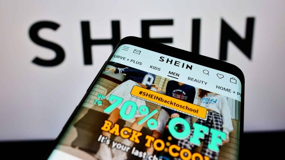 Shein e-commerce website on smartphone