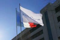 Stellantis corporation flag at italian headquarters